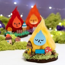 ms 민화샵 MDF모닥불만들기 양모모스재료 캠핑분위기, 빨간불꽃