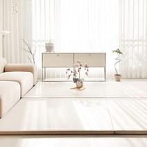 쁘띠메종 2단 폴더 거실매트 테라조 300X140X4cm, 테라조베이지X웜그레이