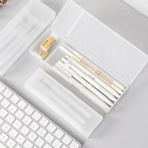 2단 필통 반투명 펜슬 케이스 플라스틱 연필 볼펜, 1개, 1개