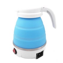 접이식 전기 보일러 주전자 600W 실리콘 휴대용 끓는 물 차 냄비 여행 가정용 주방 액세서리, 협력사, 파란색 미국 플러그