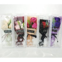 sales class향기가득 장미 비누꽃 꽃다발(3송이+포장+플라워박스) 꽃바구니 성년의날 생일 이벤트(도매 문의 환영), 장미 체리핑크