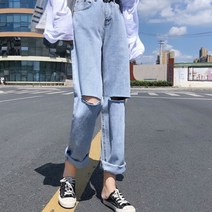가바바 여성 청바지 깔끔하네 찢청의 매력 데님 바지 G39075