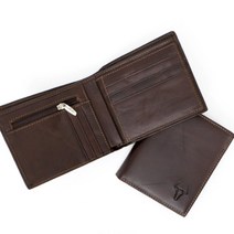 가죽 남성반지갑 남자동전지갑 내부지퍼 소가죽 명함 카드 지폐 내츄럴 빈티지 브라운 재재데이