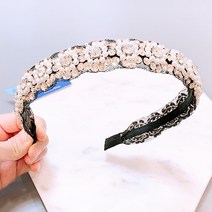 자체제작 화려한 수공예 진주 비즈 꽃 머리띠 헤어밴드 빗머리띠