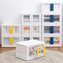 리빙선데이 국산 양문형 접이식 리빙박스 화이트 56L, 1개
