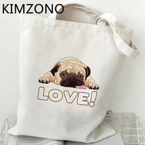 쇼핑백 퍼그 쇼핑 가방 bolsas de tela bolsa 재사용 가능한 캔버스 식료품 bolso 토트 백 cabas shoping ecobag, 17.54377