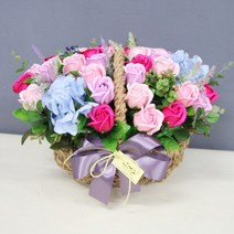 [바보사랑] 핑크 타원 비누꽃바구니, 상세 설명 참조