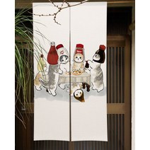 커튼 블라인드 다이소커튼 재미 있고 귀여운 고양이 식당 장식 파티션 드레이프 주방 입구 걸이형 하프 세트, 65x90cm, 14 CTS00758