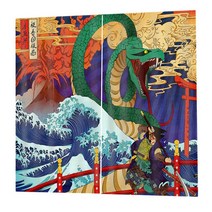 2 개/패널 디지털 인쇄 일본식 이미지 커튼 드레이프