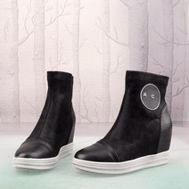 여성니트부츠 여성 겨울 워커 기모앵클 통굽 가죽 부츠 064