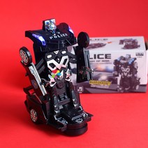 블랙라벨 폴리스카 변신 로봇 LED 사운드 자동차 경찰차 자동주행 작동완구