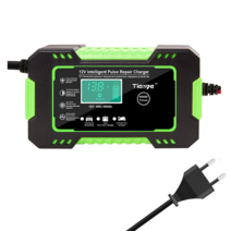 12V 6A 완전 자동 자동차 배터리 충전기 100Ah 오토바이 배터리 충전기 납산 AGM 젤, 01 Green EU plug