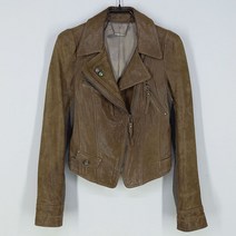 빈티지다온 데코 여 펄 니트레이어드 양가죽100％자켓 브라운