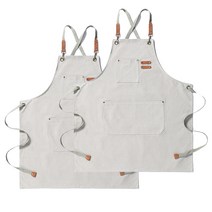 보조개 심플 캔버스 카페 공방 작업 다용도 앞치마 2P, 베이지 2P