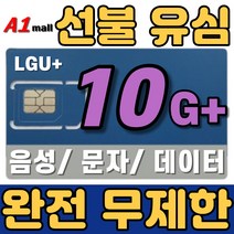 에이원몰 LG U+ 무제한 선불유심 칩 선불폰 유심카드 10 G+, 30일 2회 총60일 (30일 단위 충전 가능)