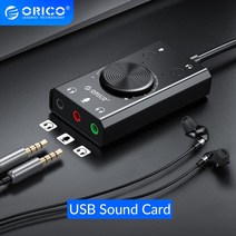 외장사운드카드 ORICO 사운드 카드 USB 조정 가능한 2 in 1 3 포트 마이크 헤드폰 오디오 어댑터 볼륨 Wind, 한개옵션0