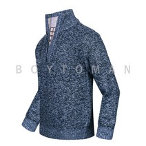 XN05 남성 겨울 보카시패턴 니트 기모안감 반집업 스웨터 골프웨어 남자