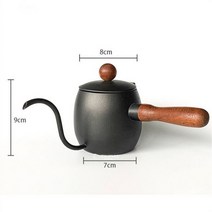 홈 오피스 커피 포트 용 주전자 측면 나무 손잡이 메이커 독특한 구즈넥 스파우트 작은 검정색, teapot-A