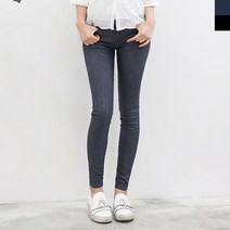 시크해 보이는 여자 코팅 스판 유광 스키니진 슬림한