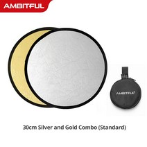 AMBITFUL-고품질 2 인 1 골드 실버 화이트 30cm 라운드 반사판 야외 및 실내 촬영, 1 건, Gold and Silver 0