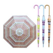 투명 우산 줄무늬 비닐 수동 패션 우산 비 눈 소나기