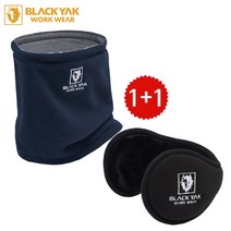 [블랙야크] YAK 넥워머+귀마개 방한용품세트, 넥워머(네이비)+귀마개(블랙)