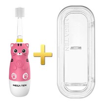 메가텐 키즈소닉 음파전동칫솔 핑크고양이+케이스, 소프트