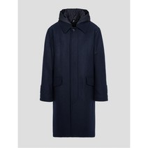 BEAN POLE 네이비 울 블렌드 후드 탈부착 발마칸 코트