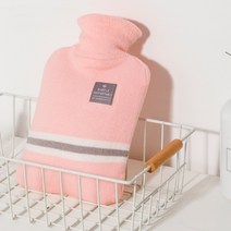 포바이어 니트 보온 물주머니 온열 찜질 휴대용 손난로 1000ml 2000ml, 핑크