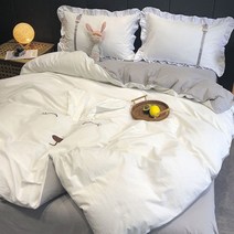 북유럽풍 이불 차렵이불 사계절이불 침구류 홈데코, 귀 토끼-흰색 회색-업그레이드