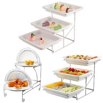 뷔페기물 접시 뷔페용기 조식 뷔페 한식 뷔페 그릇, PC 투명판 6.5cm를 사용한 3겹