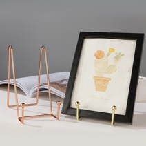 홈시그널 고급 사진 액자 거치대 메뉴판 받침대 테블릿 받침 금속 인테리어 소품, 4. 핑크 골드 거치대 B(Large)