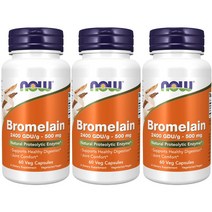 나우푸드 브로멜라인 2400GDU/g-500mg 베지 캡슐, 60개입, 3개
