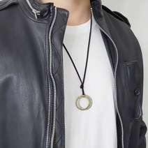 N243 남자목걸이 샤뮤드 검정긴줄 링팬던트 남성패션쥬얼리 남녀공용패션