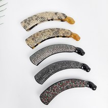 프랑스핀 호피 블랙 베이직 큐빅 스톤 롱 전체묶음 바나나핀