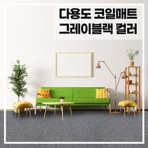 라임 코일 현관 매트 두께 20mm, 그레이+블랙 120x120(cm), 1개