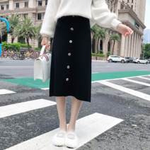 웬디 SK11081 멀티 브레스트 모직 롱 스커트