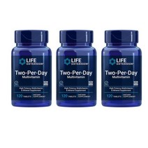 Life Extension 라이프 익스텐션 3개 투퍼데이 Two Per Day 멀티 종합 비타민 미네랄 120 타블렛, 120타블렛