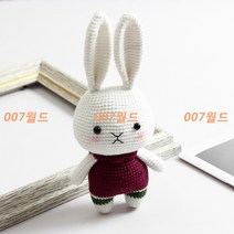 DIY코바늘 애착인형뜨기세트 손 망뜨개 도안 태교취미, 빨간 옷 토끼