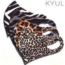 결 KYUL 빨아쓰는 숨쉬기편한 귀안아픈 패션 레오파드 호피마스크 중형 지브라