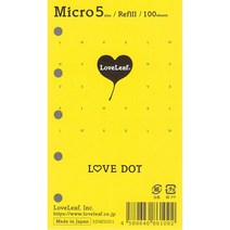 일본직발송 3. LOVELEAF 러브 리프 시스템 수첩 리필 마이크로 5 LOVE 도트 방안 5 구멍 100장 SDM5001 B0, One Color