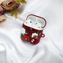 와우박스 주문제작 민화 꽃과 나비 낙관 도장 에어팟 버즈 무선 이어폰 케이스, 유광 하드케이스, 에어팟 프로