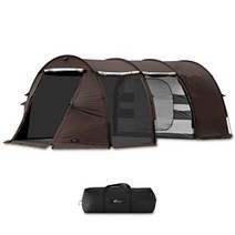 FIELDOOR 4인용 장박용 여름 돔텐트 터널형 투룸 패밀리텐트 620, 다크 브라운/이너 텐트
