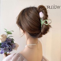 트루러비 페딜 스퀘어 올림머리 반묶음 라이트 패션 복고풍 스니피 메탈 튤립 아름다운 러블리 새로운 시선집중 눈에뛰는 여성스러운 우먼 헤어 머리 집게핀