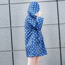 작은물방울숏코트땡땡이네이비 여성레인코트 낚시우비