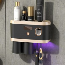 칫솔 살균기 1인용 휴대용 무선 칫솔 살균기 UV 칫솔 홀더 세트 US 충전 살균기 치약 디스펜서 욕실 액세, 01 lk 2 ups