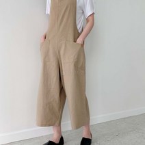 여자 린넨 마혼방 포켓 나시 민소매 와이드 점프수트