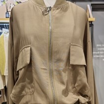 허리 스트링 투포켓 크롭 블루종 LL8JP602