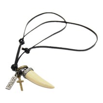 STK 빈티지 이빨 모양 십자가 긴 가죽 목걸이 매력 펜던트 쥬얼리