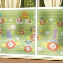 무점착투명시트_구름위를날자_그린_A01_W90xH90cm, 단품